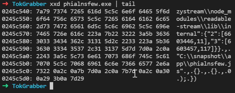 Hex dump of Malware Sample
